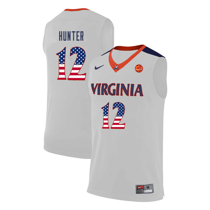 Men Virginia Cavaliers #12 De'Andre Hunter College Basketball USA Flag Fashion Jerseys-White